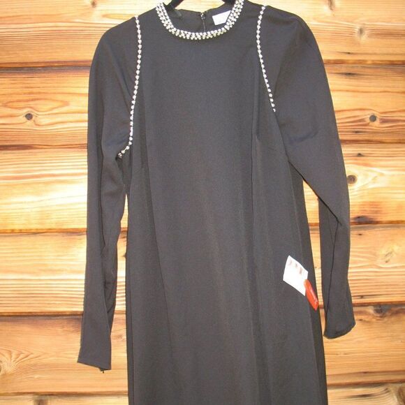 Mac Duggal 26612 Womens Raglan Long Sleeve Black Gown Dress - Picture 8 of 16